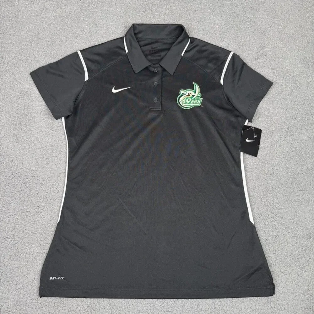 Charlotte 49ers Polo Shirt Womens Large Grey Nike‎ Dri-Fit NCAA Golf Tennis NWT